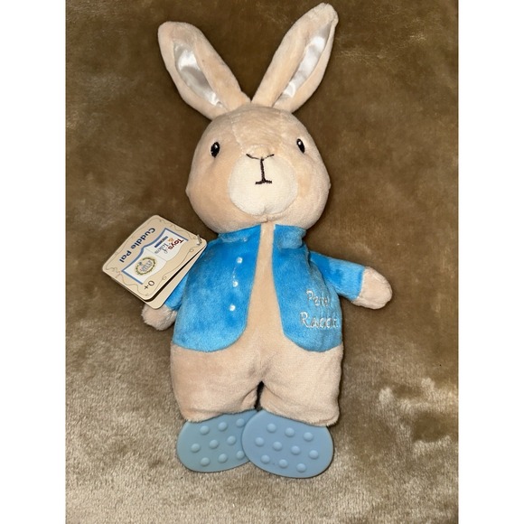 New Kids Preferred  Cuddle Pal Peter Rabbit Teether Rattle Toy Crinkle Ears Chew - Picture 3 of 6